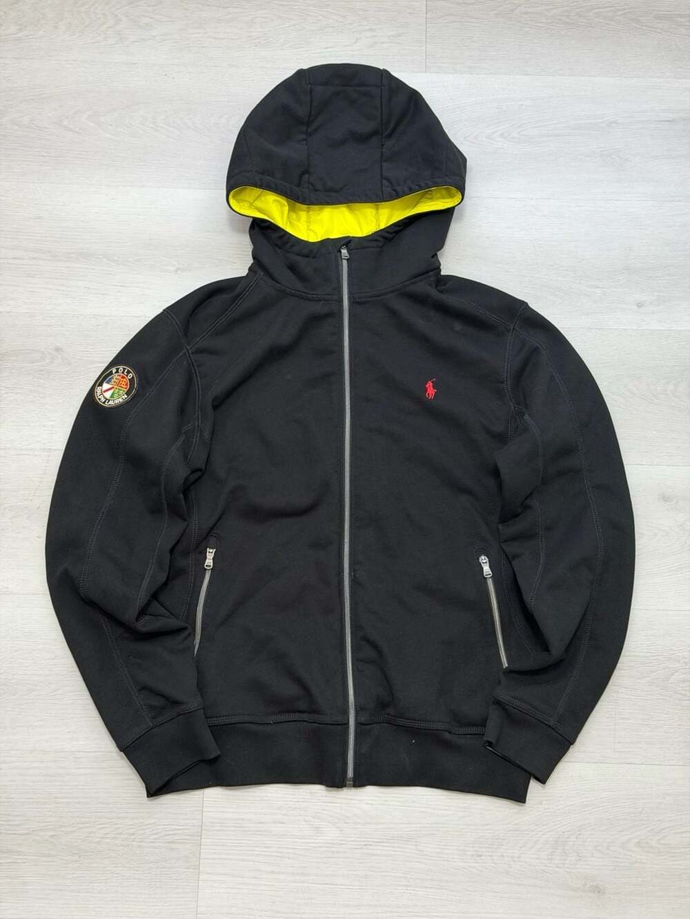 Polo Ralph Lauren Cookie Patch Full Zip Hoodie Black Size L